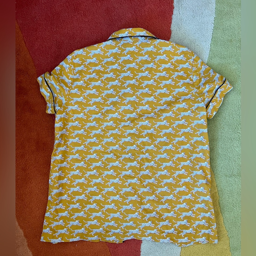 Boden Mustard and White Leopard Print Shirt - Picture 3 of 3